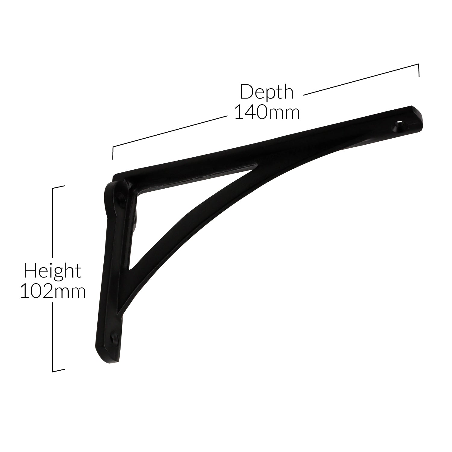 Black Ironbridge Cast-Iron Shelf Brackets (dimensions)