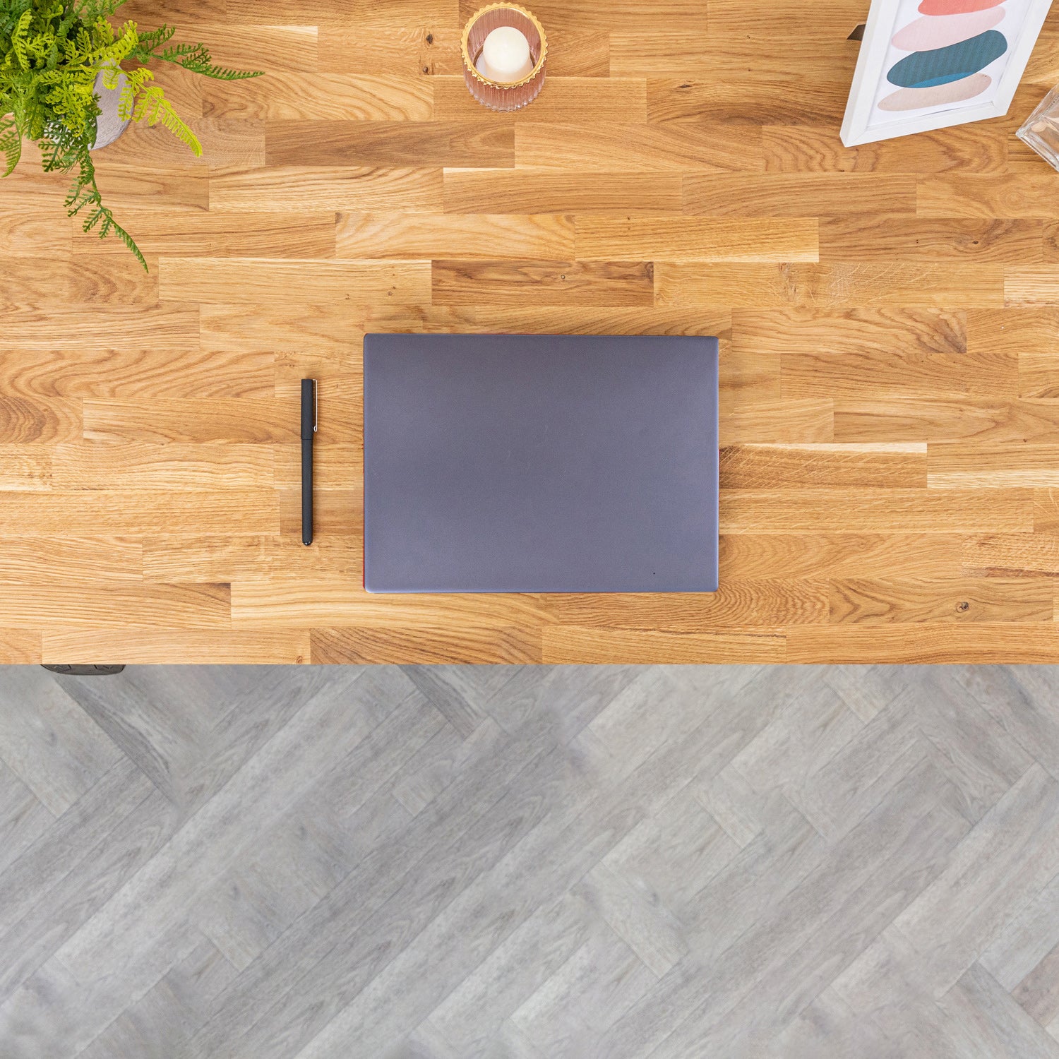 Electric Height Adjustable Standing Desk with Oak Solid Wood Desktop