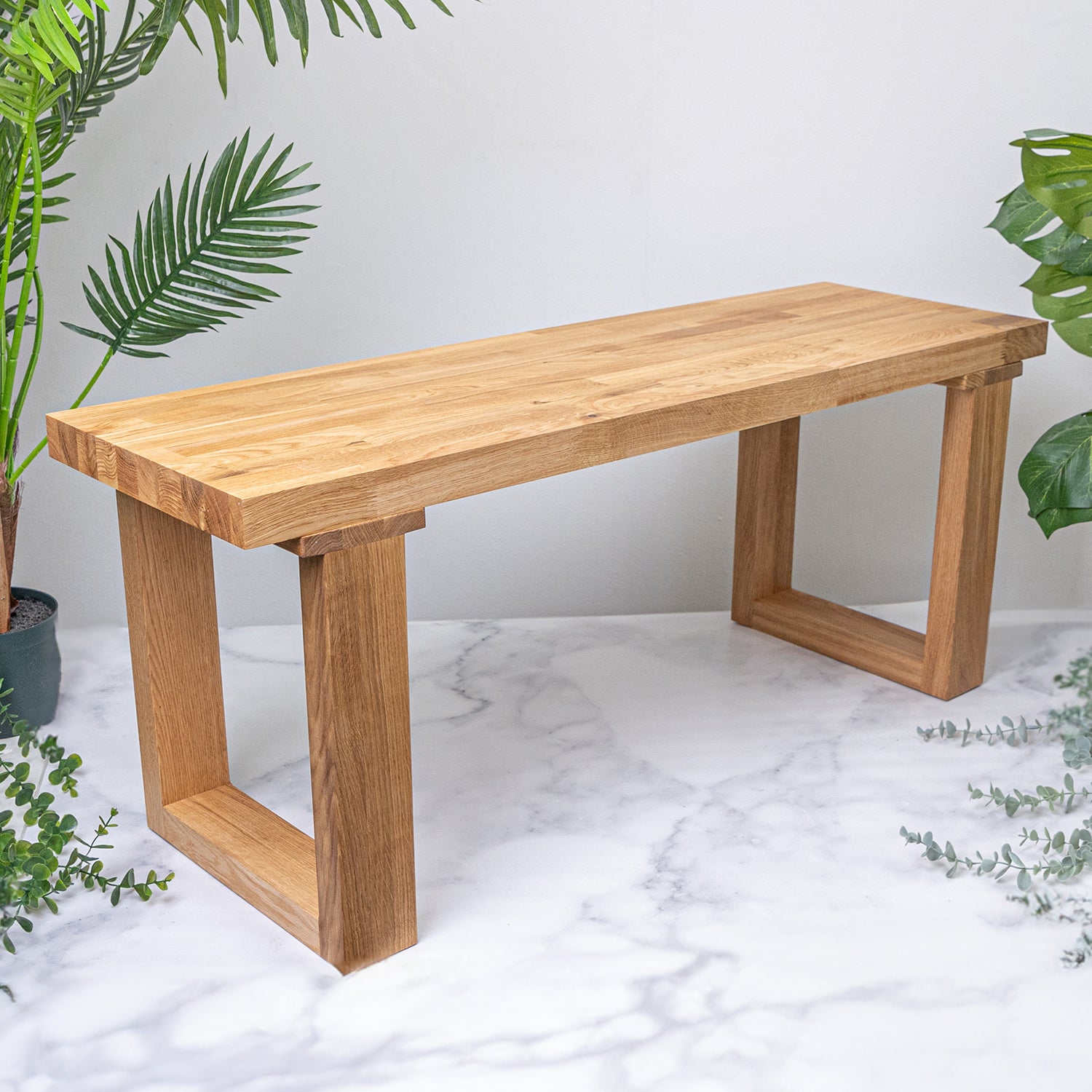 Oak Solid Wood Bench with Wooden Legs