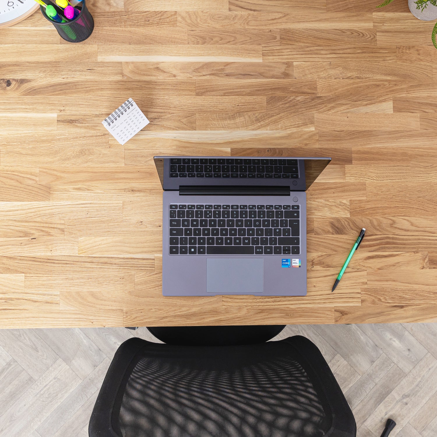 Oak Solid Wood Desk with Wooden Square Legs - 27mm thick desktop