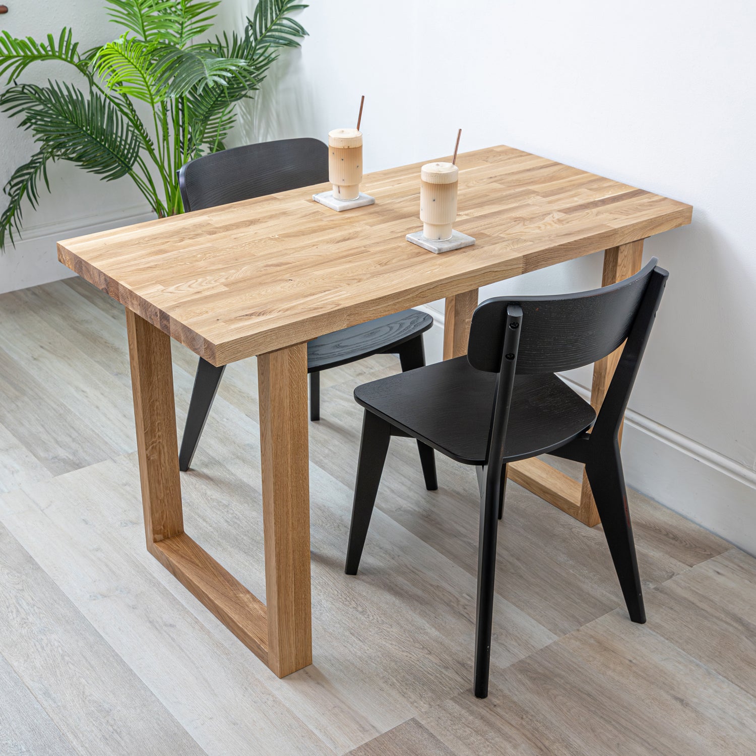 Oak Solid Wood Table With Wooden Square Legs (Sanded)