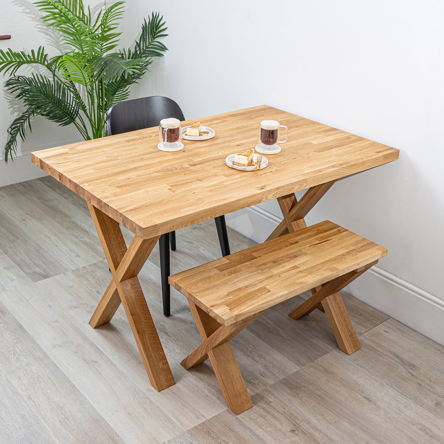 Oak Solid Wood Table With Wooden X Legs