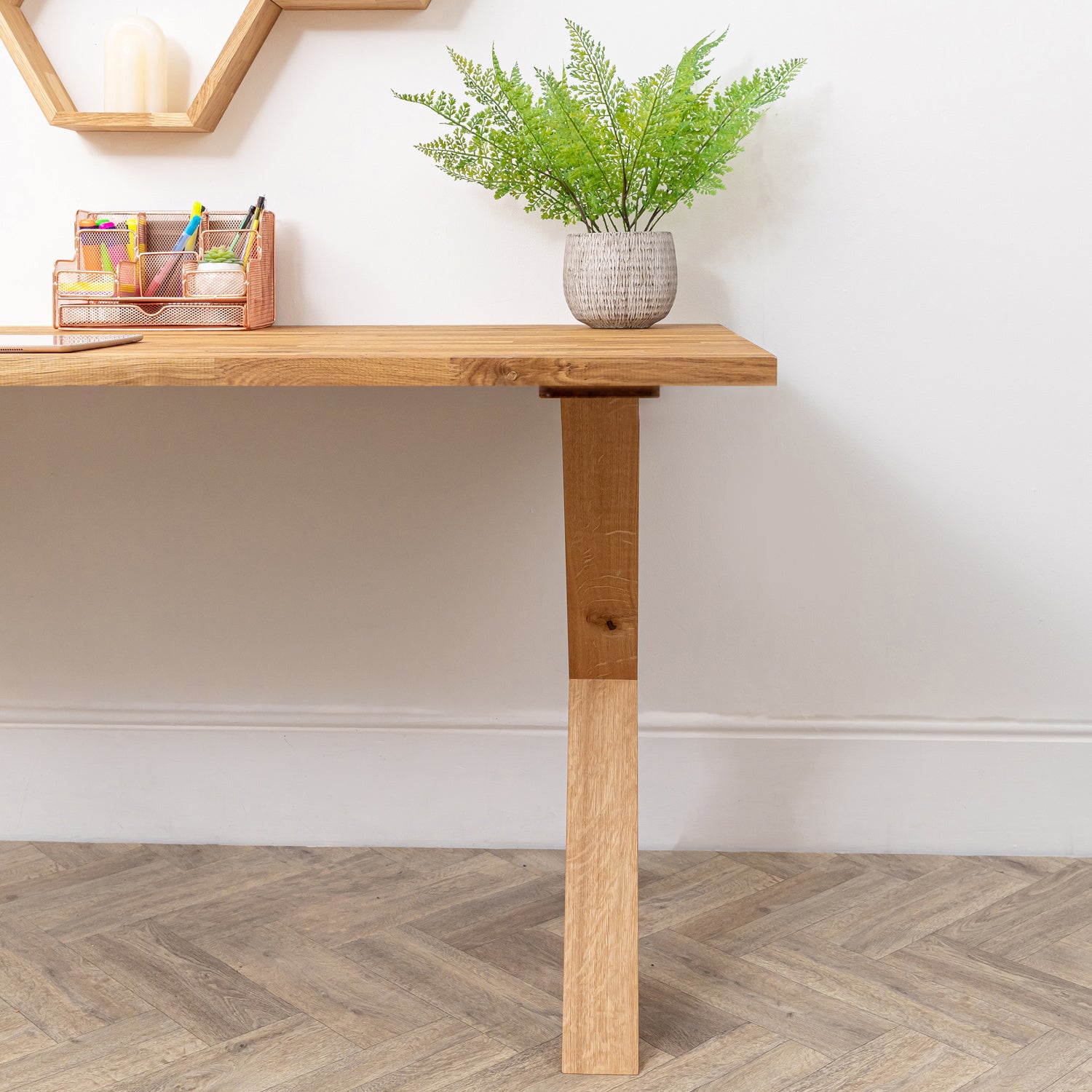 Oak Wooden Desk With Solid Oak Cross Legs  - 27mm Thick Desktop