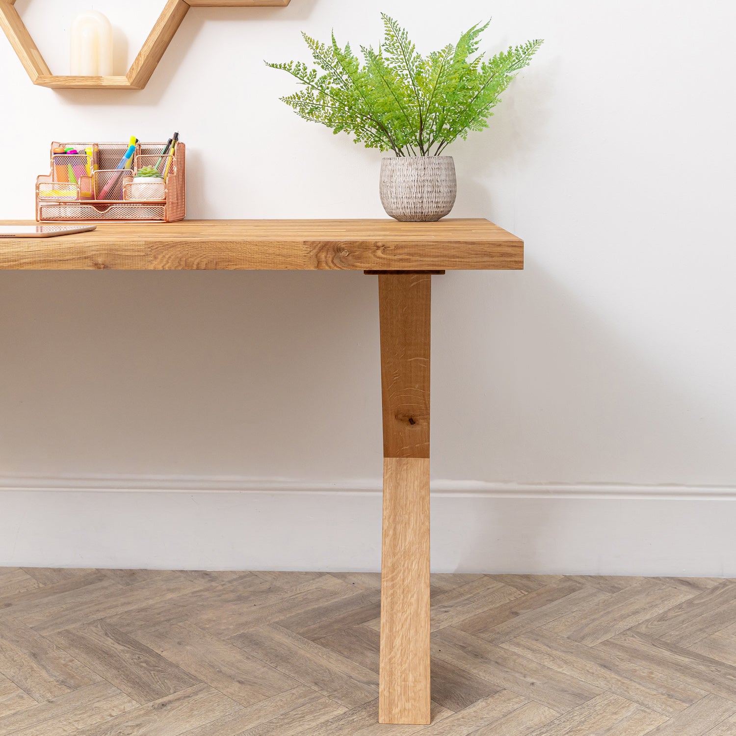 Oak Wooden Desk With Solid Oak Cross Legs - 40mm Thick Desktop