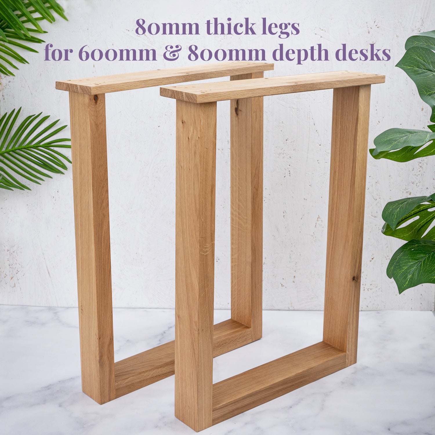 Oak Wooden Desk With Solid Oak Square Legs - 27mm Thick Desktop