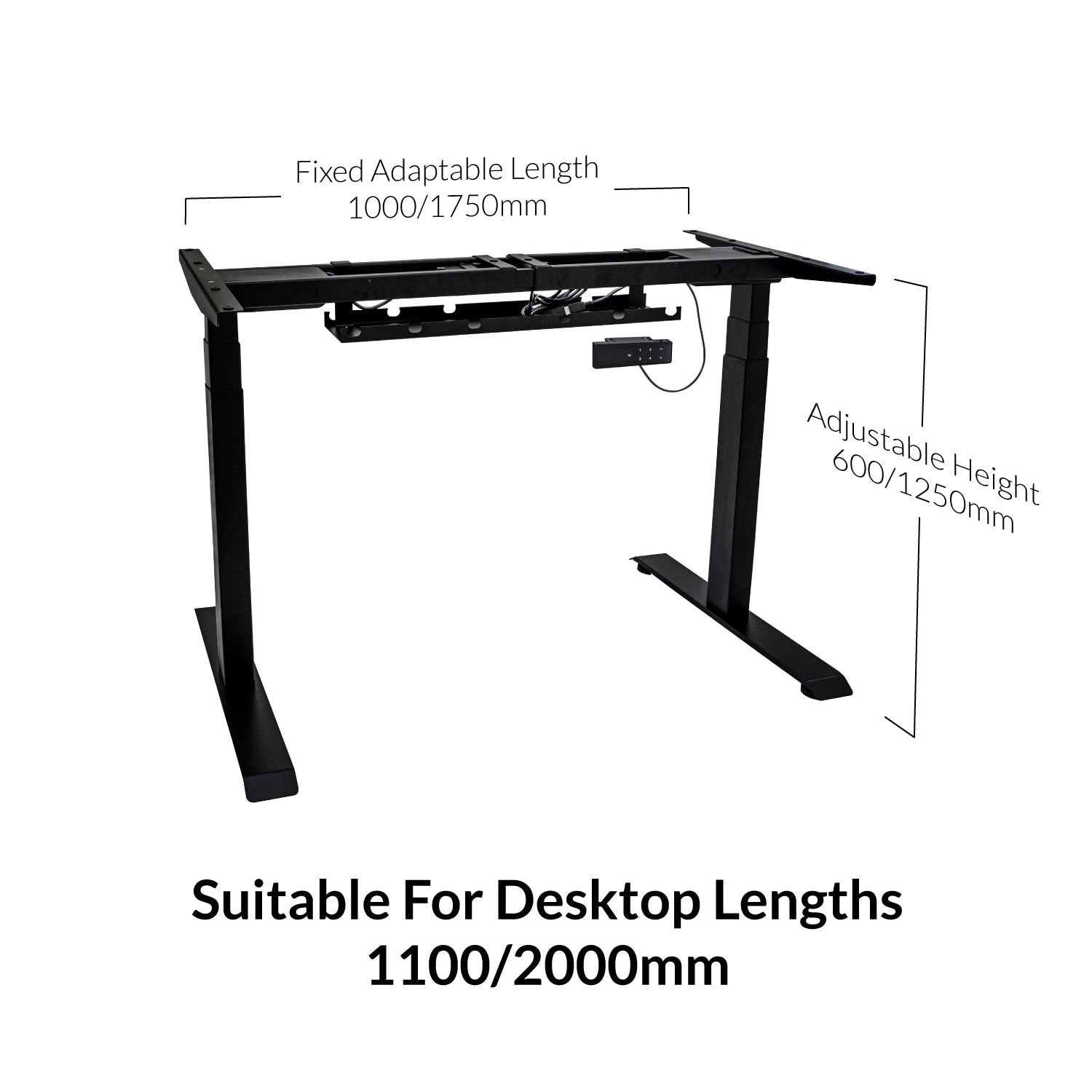 Premium Black Metal Sit Stand Desk Frame domli d2