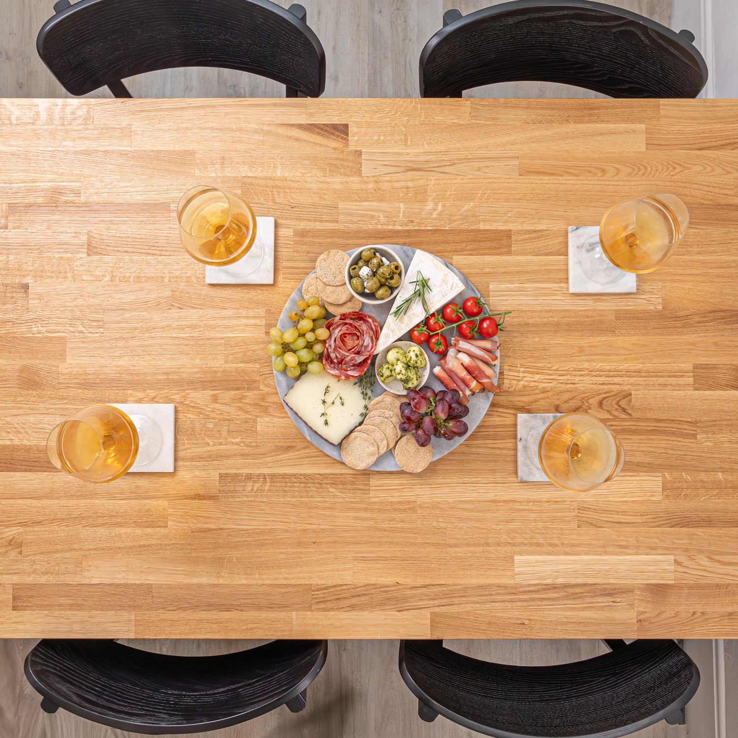 Prime Oak Solid Wood Rounded Table with Trapezium Metal Legs