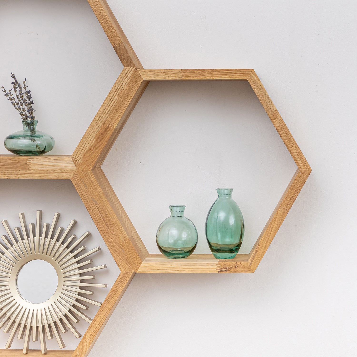 Solid Oak Hexagon Shelf