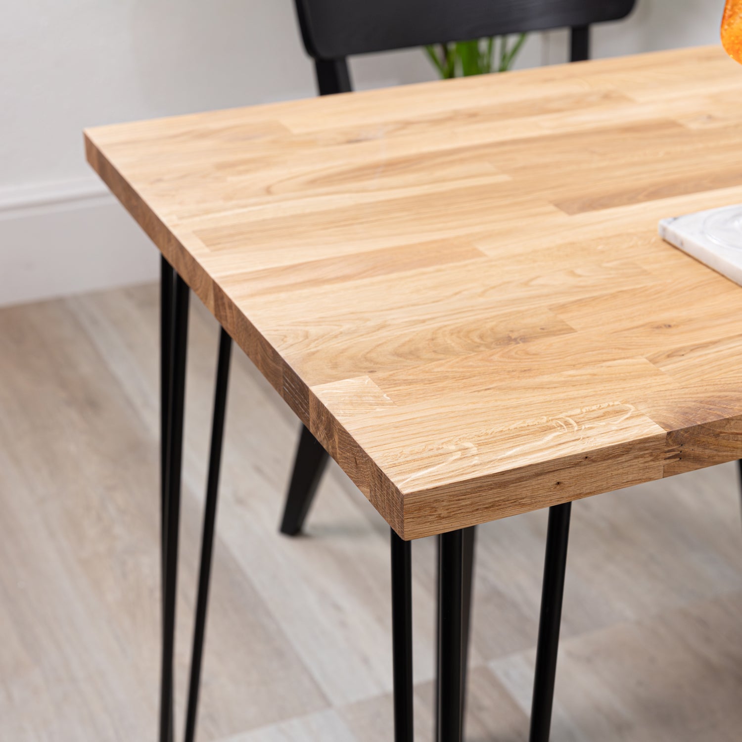 Solid Oak Table with Hairpin Legs