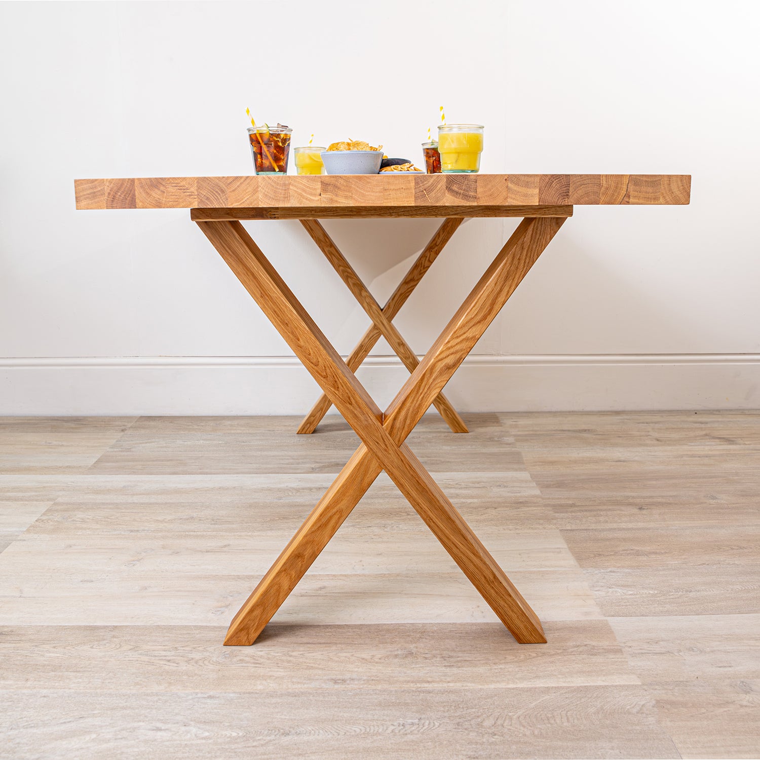 Solid Oak Table with Solid Oak Cross Legs