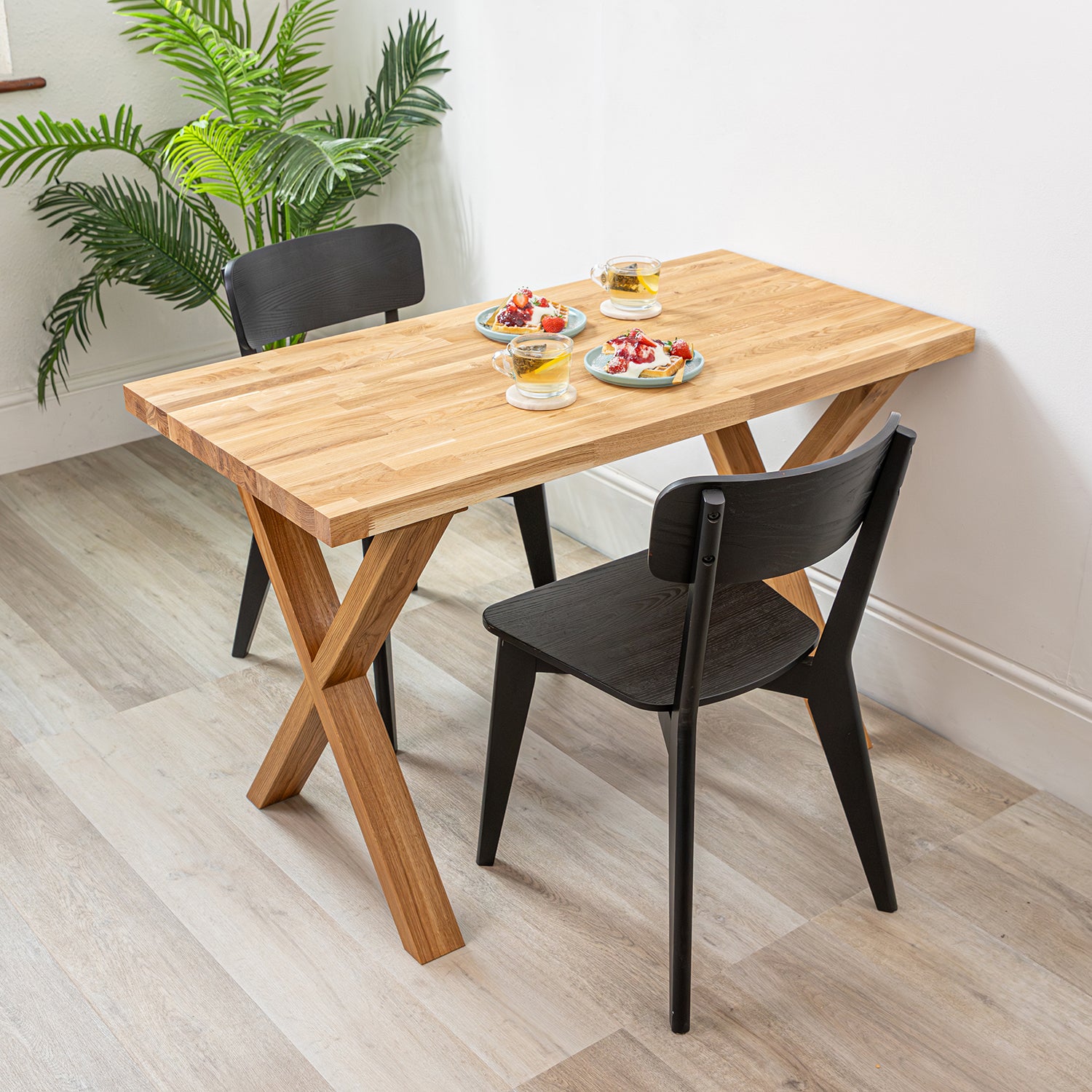 Solid Oak Table with Solid Oak Cross Legs