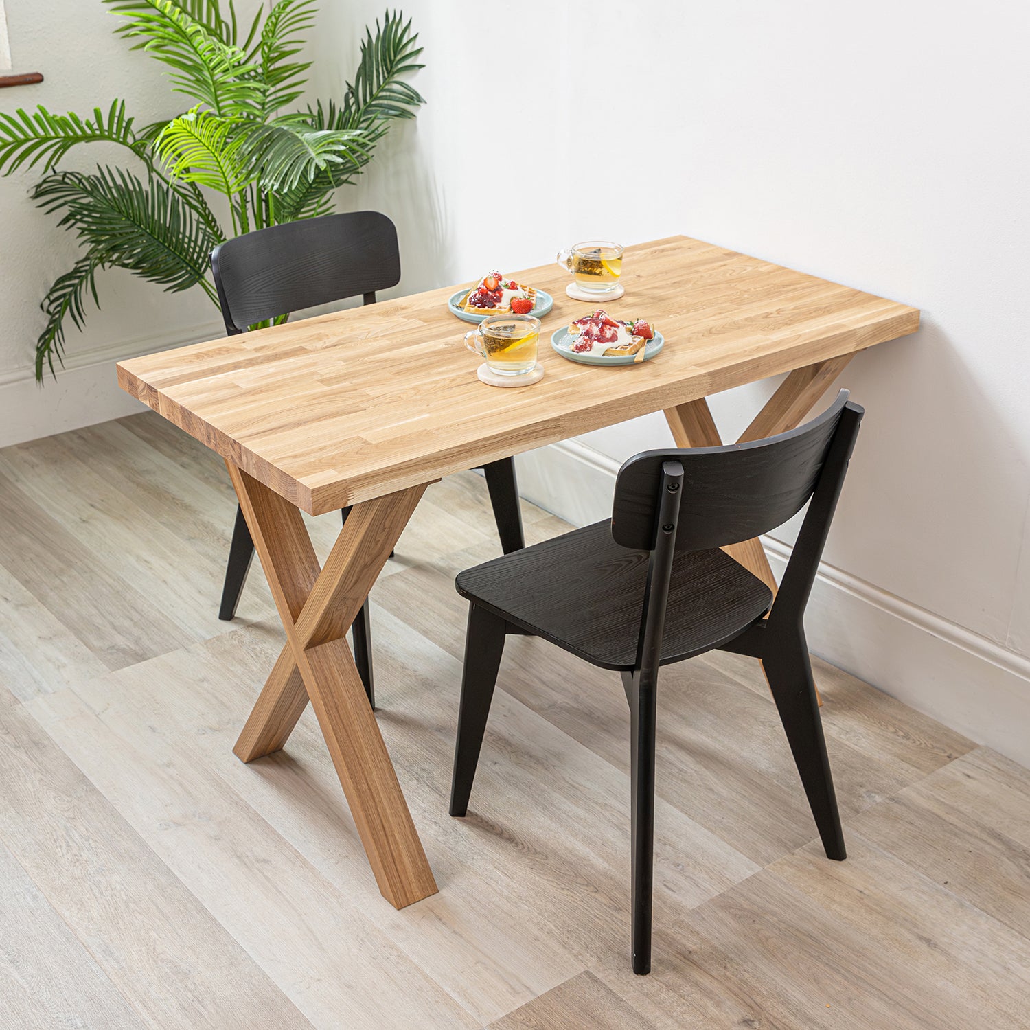 Solid Oak Table with Solid Oak Cross Legs