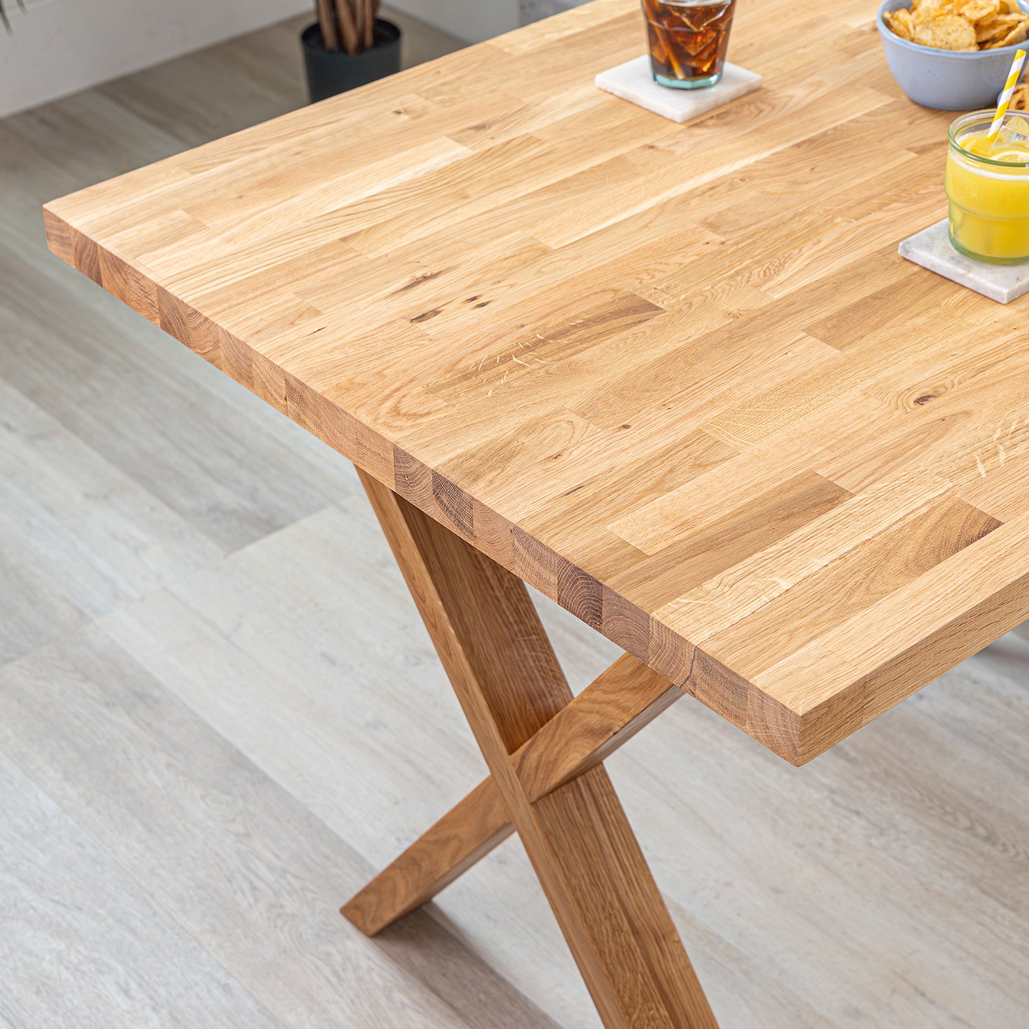 Solid Oak Table with Solid Oak Cross Legs