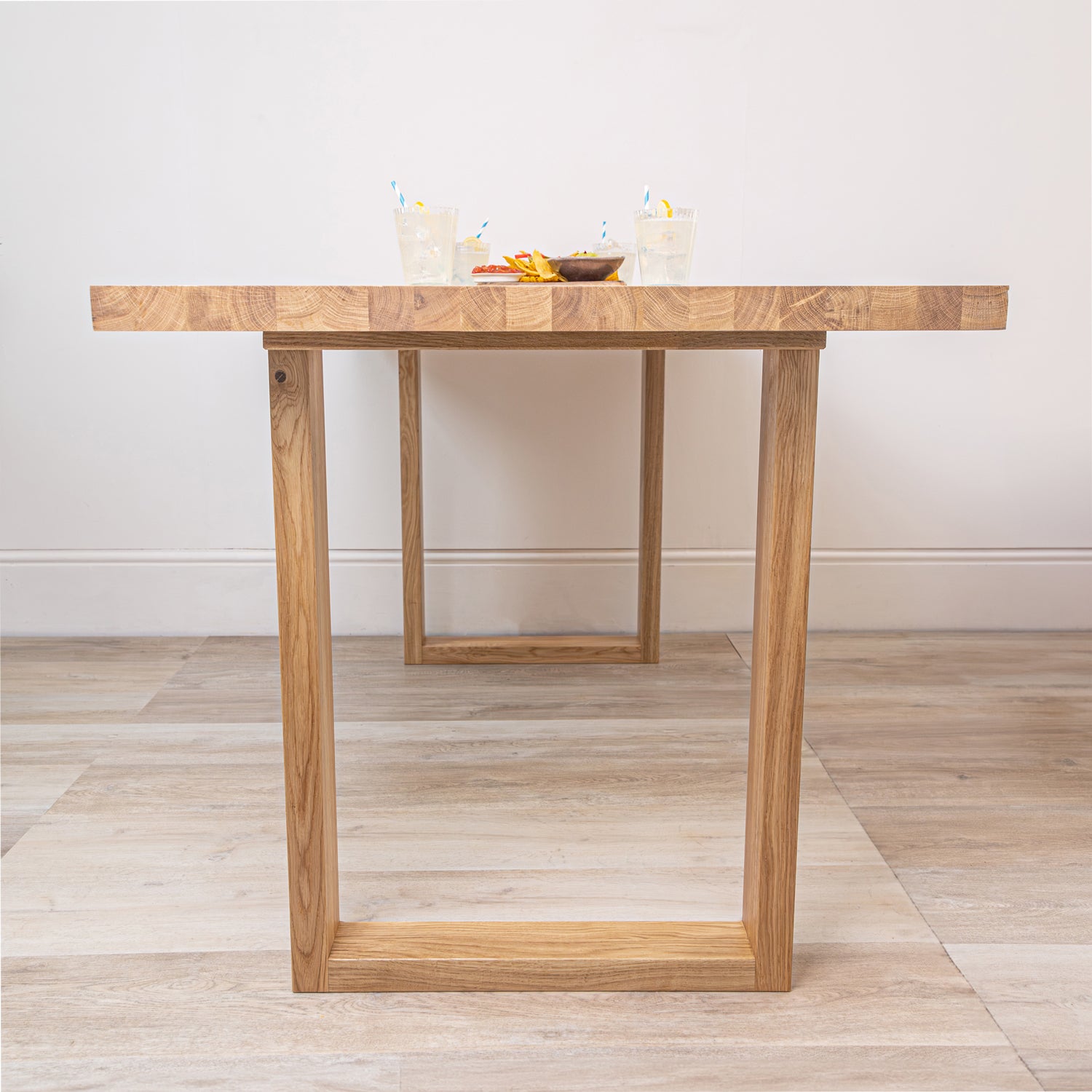 Solid Oak Table with Solid Oak Square Legs (Sanded)