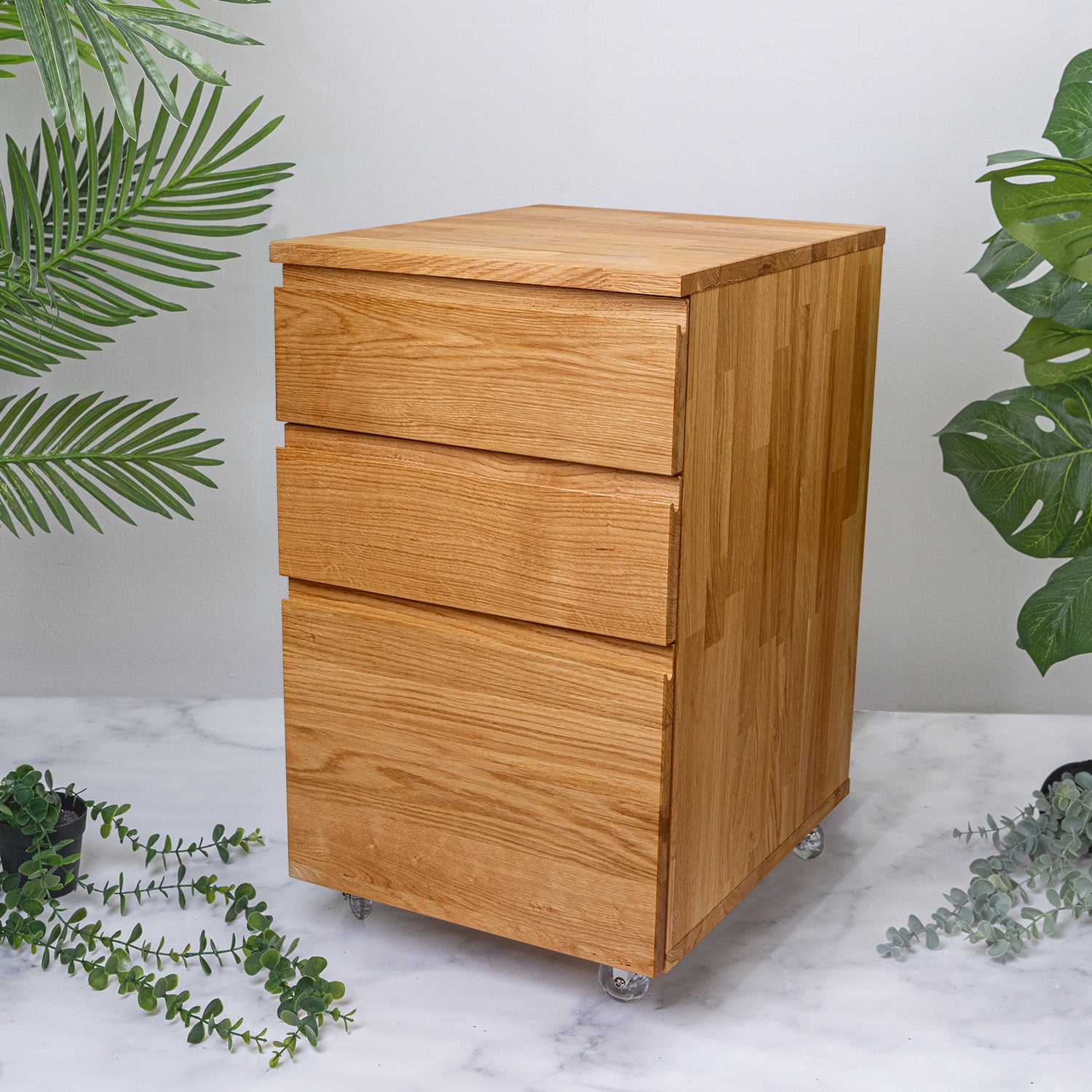 Solid Oak Under-Desk 3 Drawer Unit