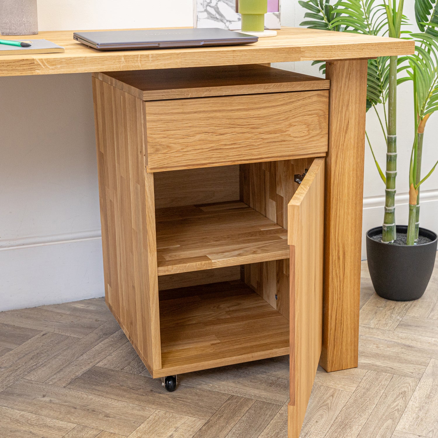 Solid Oak Under-Desk Drawer Unit