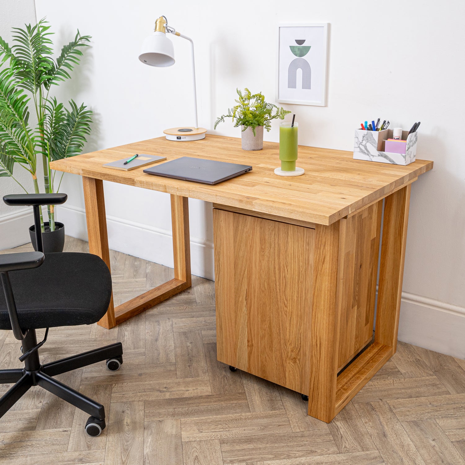 Solid Oak Under Desk Storage Cabinet