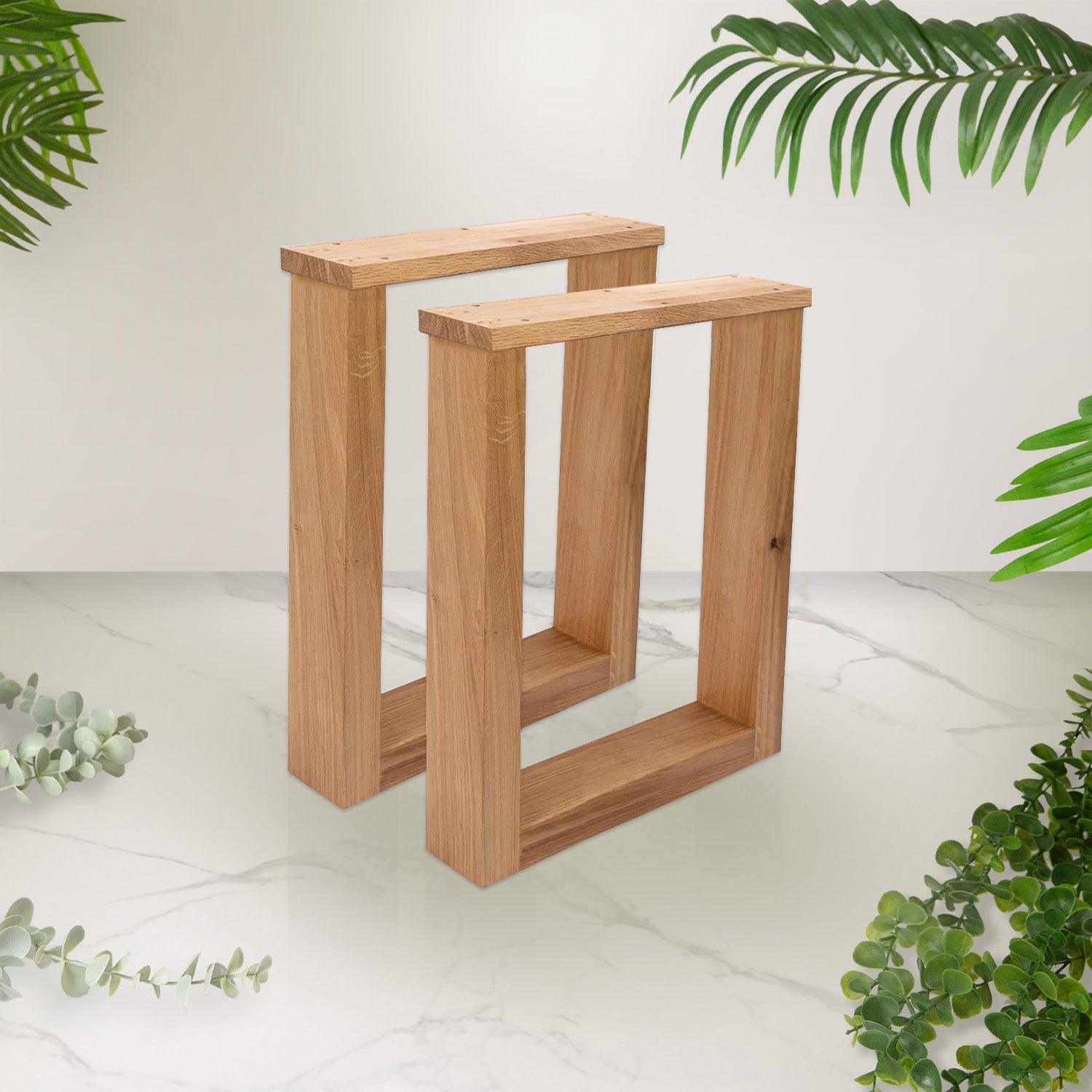 Solid Oak Wooden Square Legs 400mm high x 315mm wide set of 2