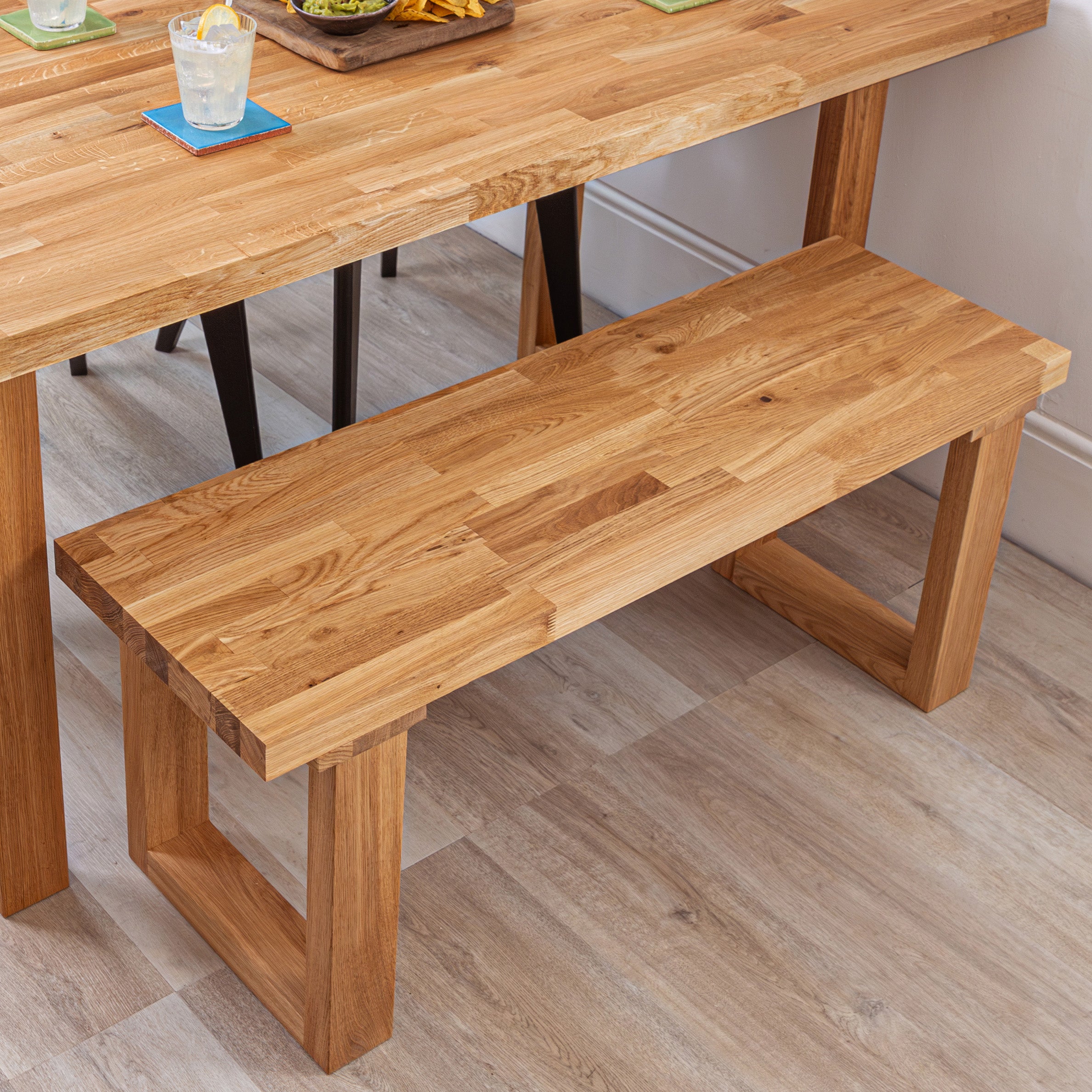 Solid Oak Wooden Square Bench Legs