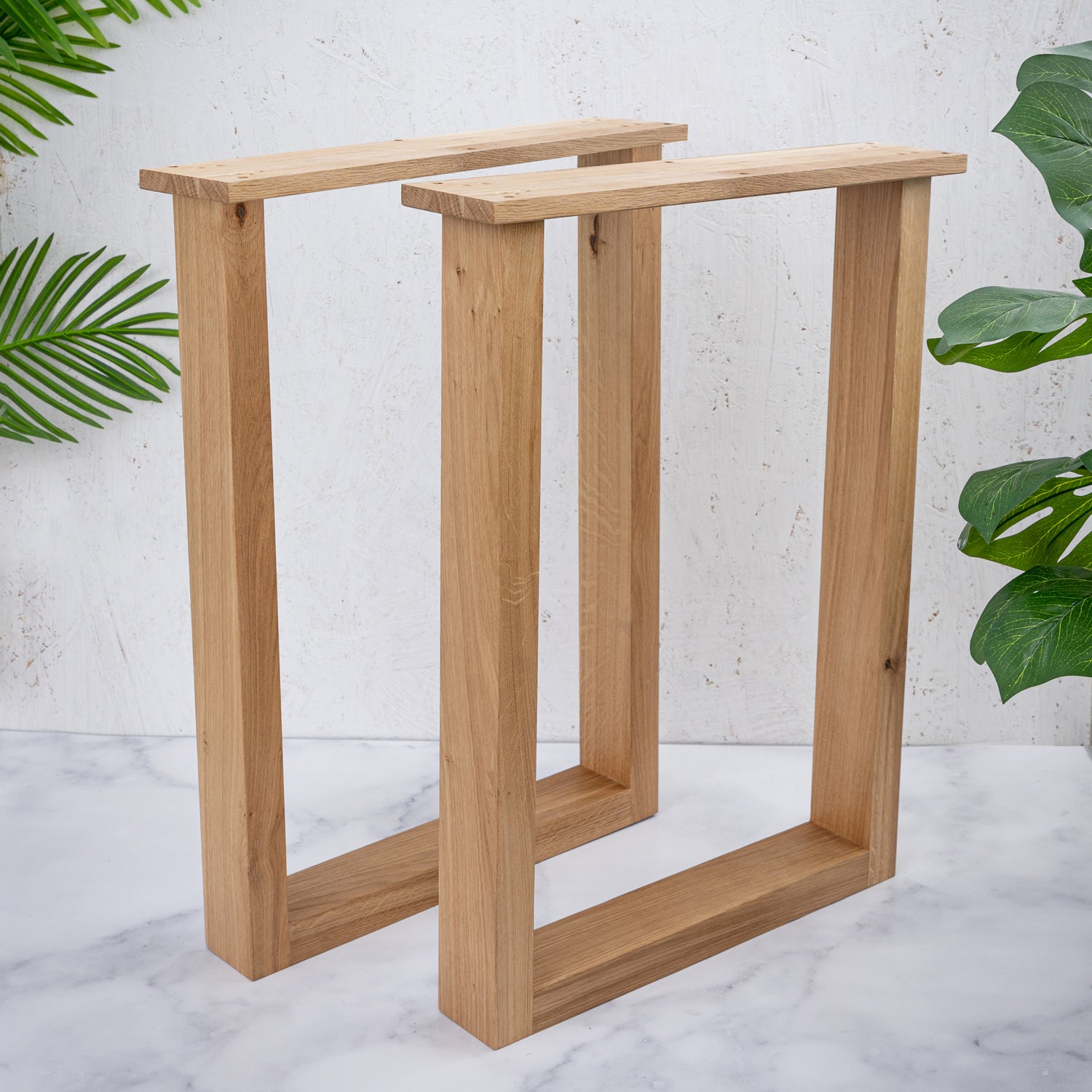 80mm Solid Oak Wooden Square Legs 720mm high x 550mm deep (set of 2)