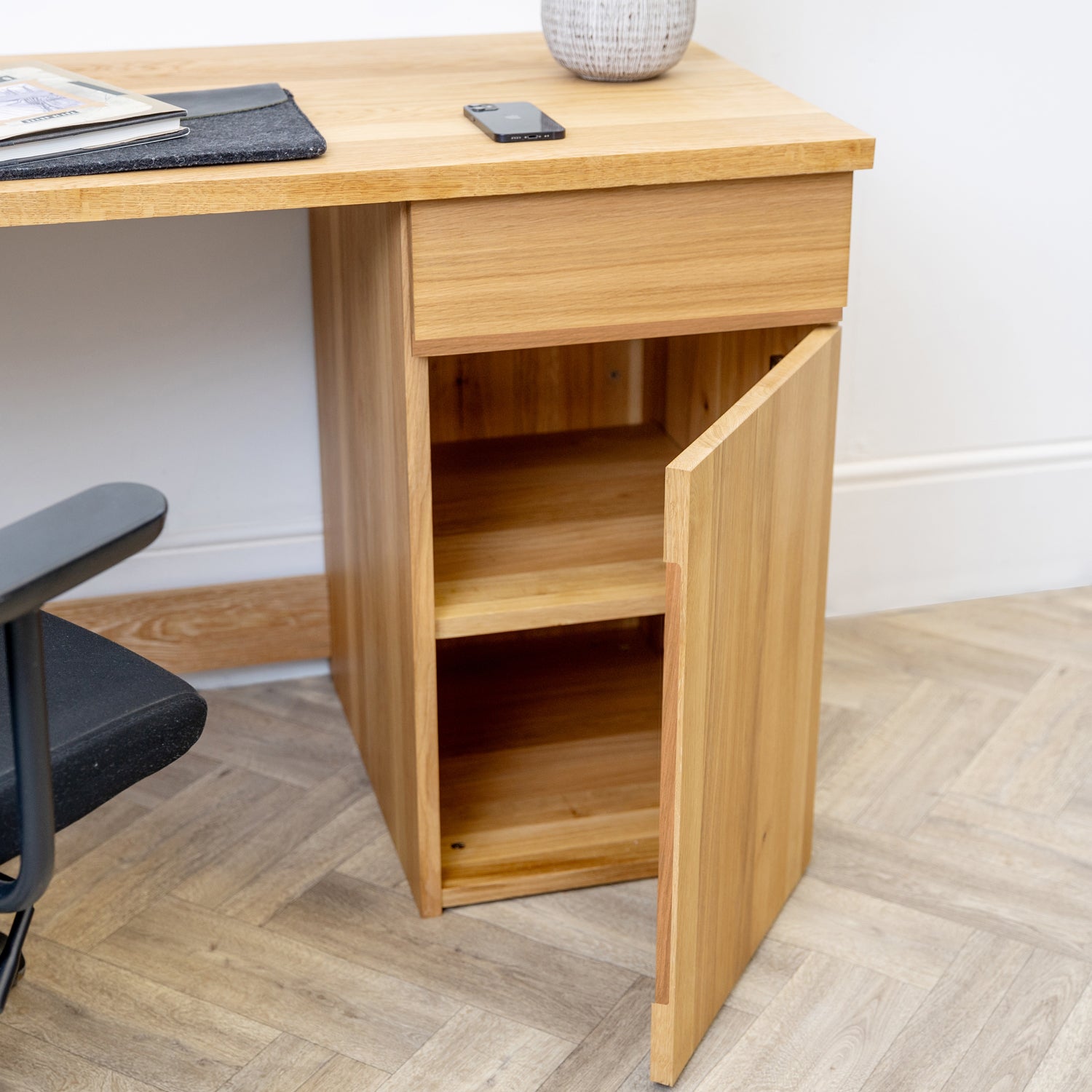 Wood Desk Height Pedestal Cabinet with Drawer