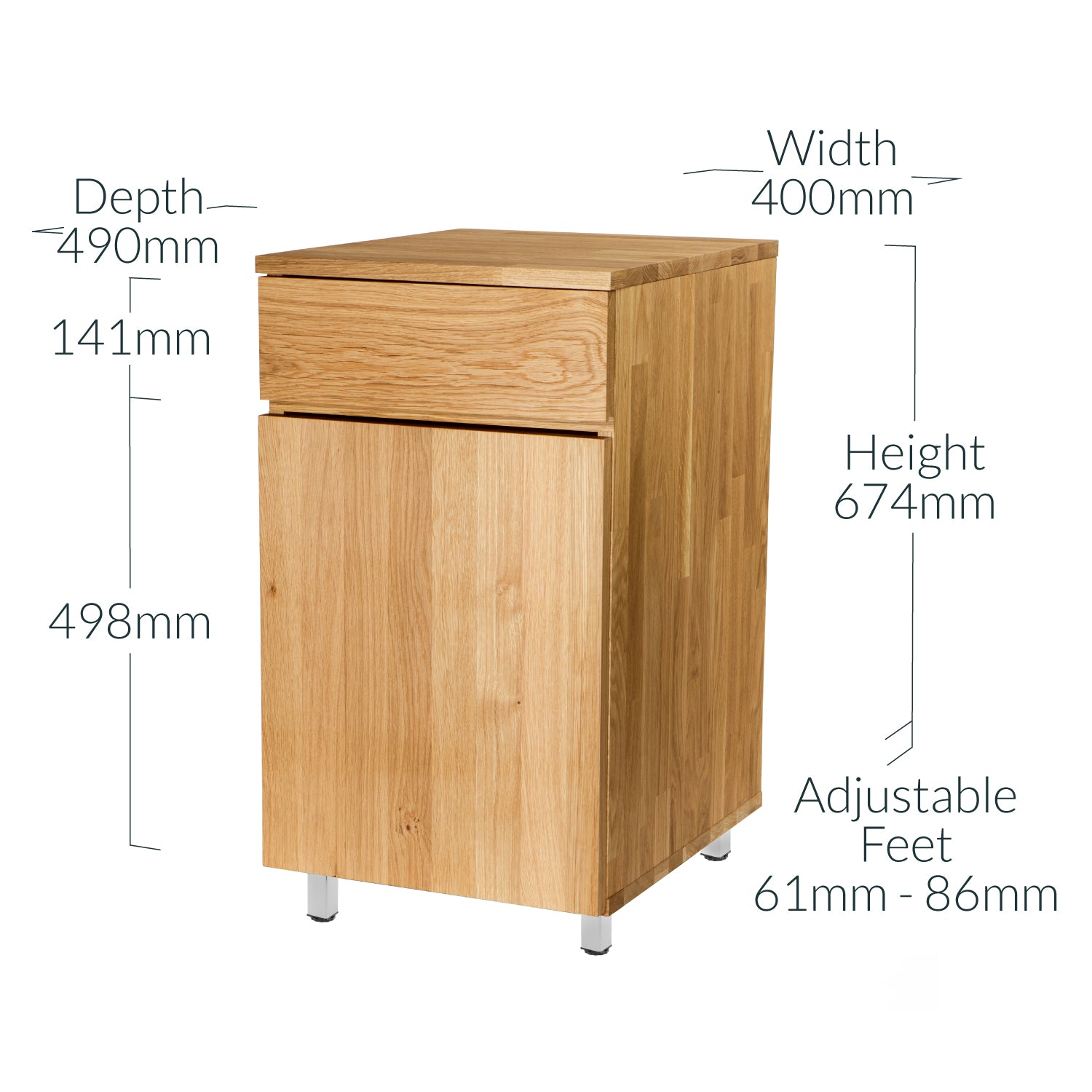 Wood Desk Height Pedestal Cabinet with Drawer