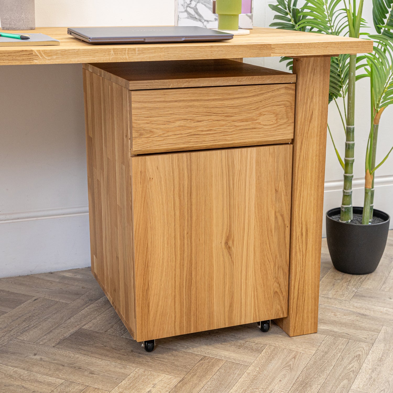 Wood Under-Desk Pedestal Cabinet with Drawer