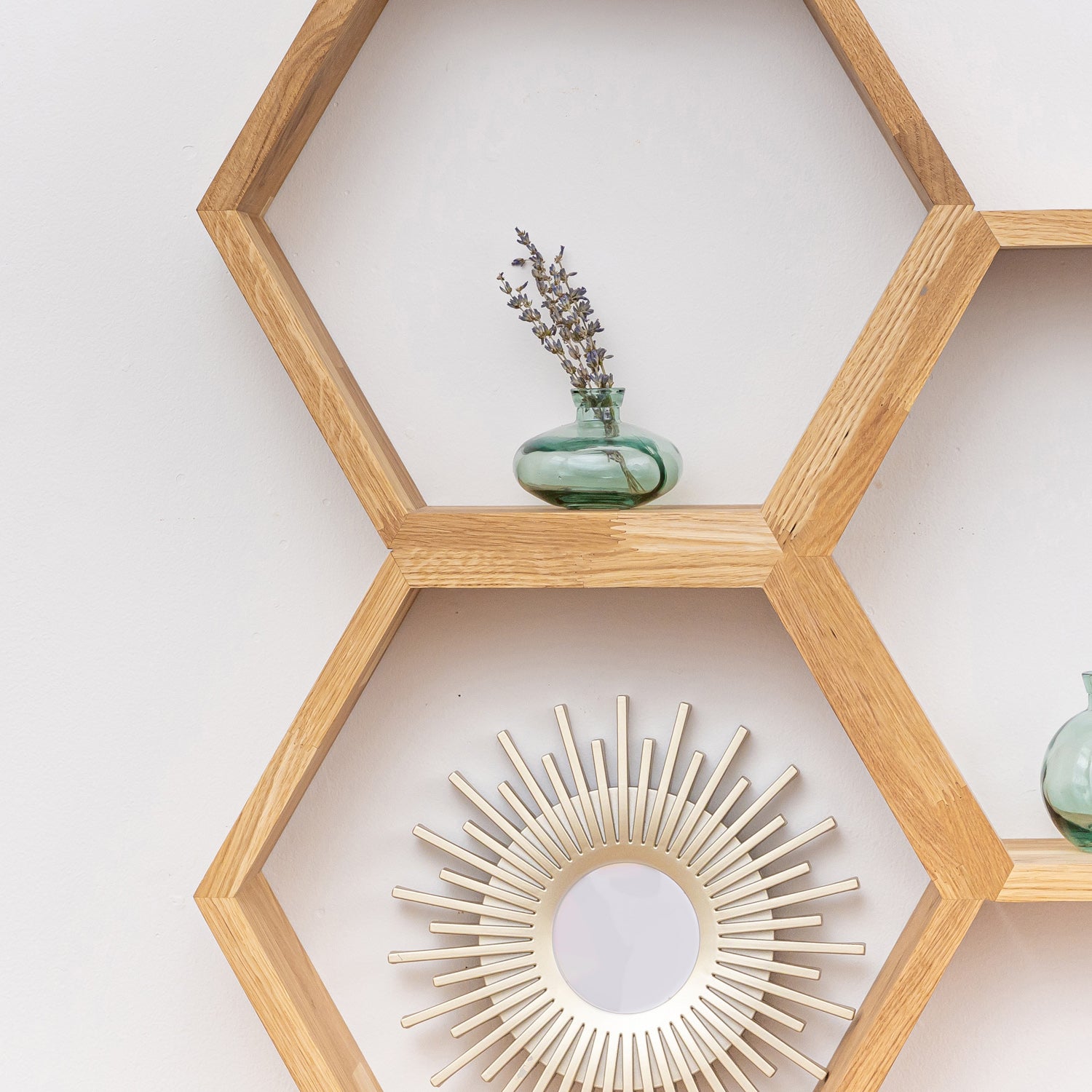 Wooden Honeycomb Wall Shelf